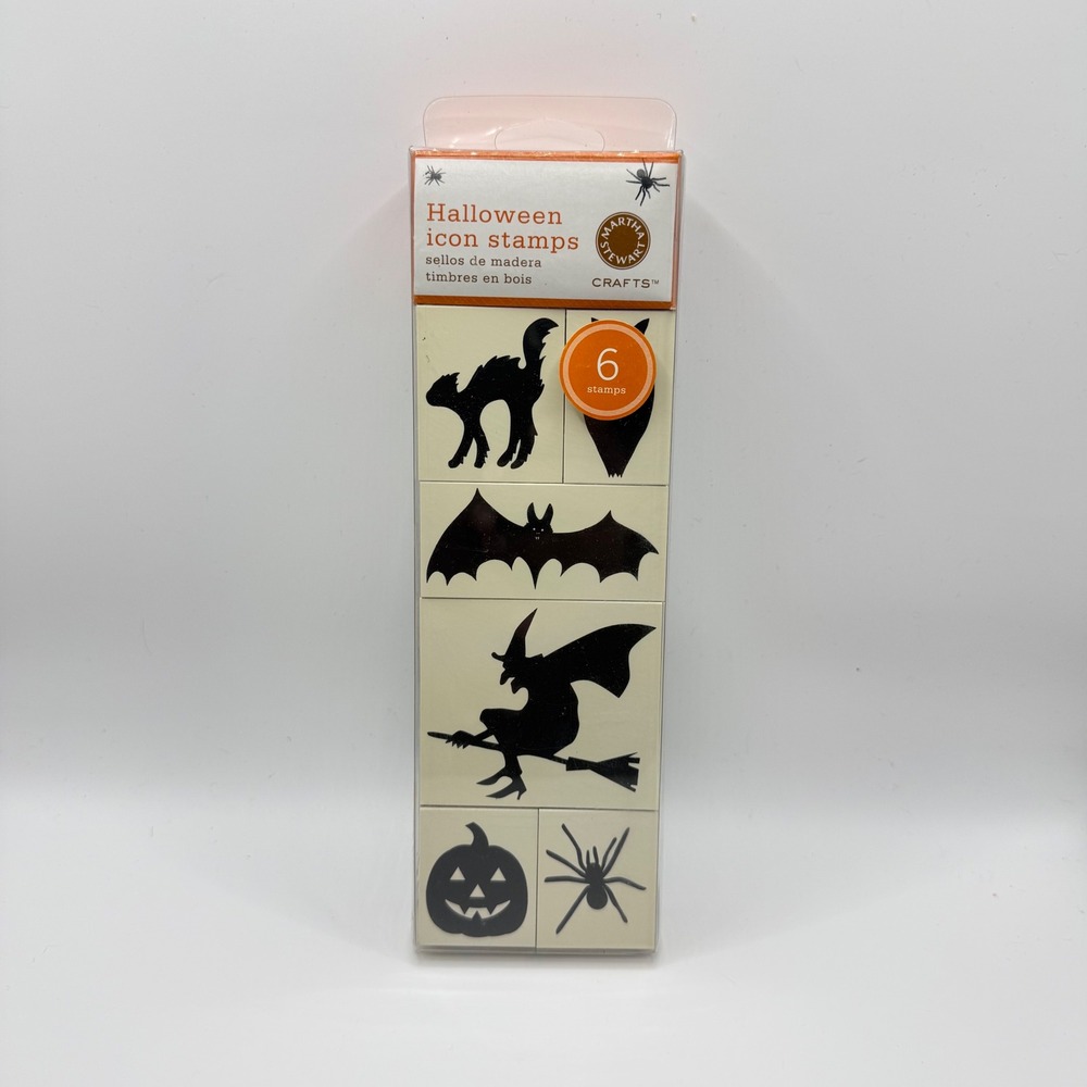 Martha Stewart Crafts Halloween Icon Wood Stamps 6 Piece Set Cat Bat Witch